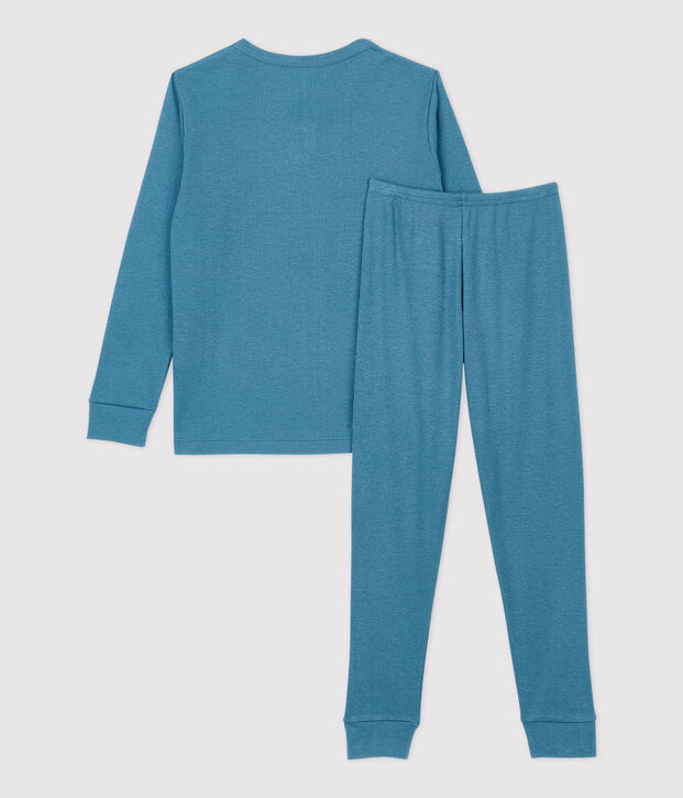 Pyjama uni  en coton et lyocell enfant bleu